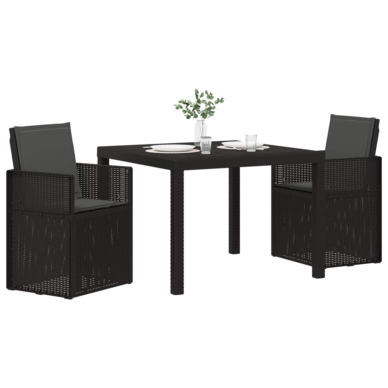Vrtni set za objed s jastukom 3 pcs Antracit PP