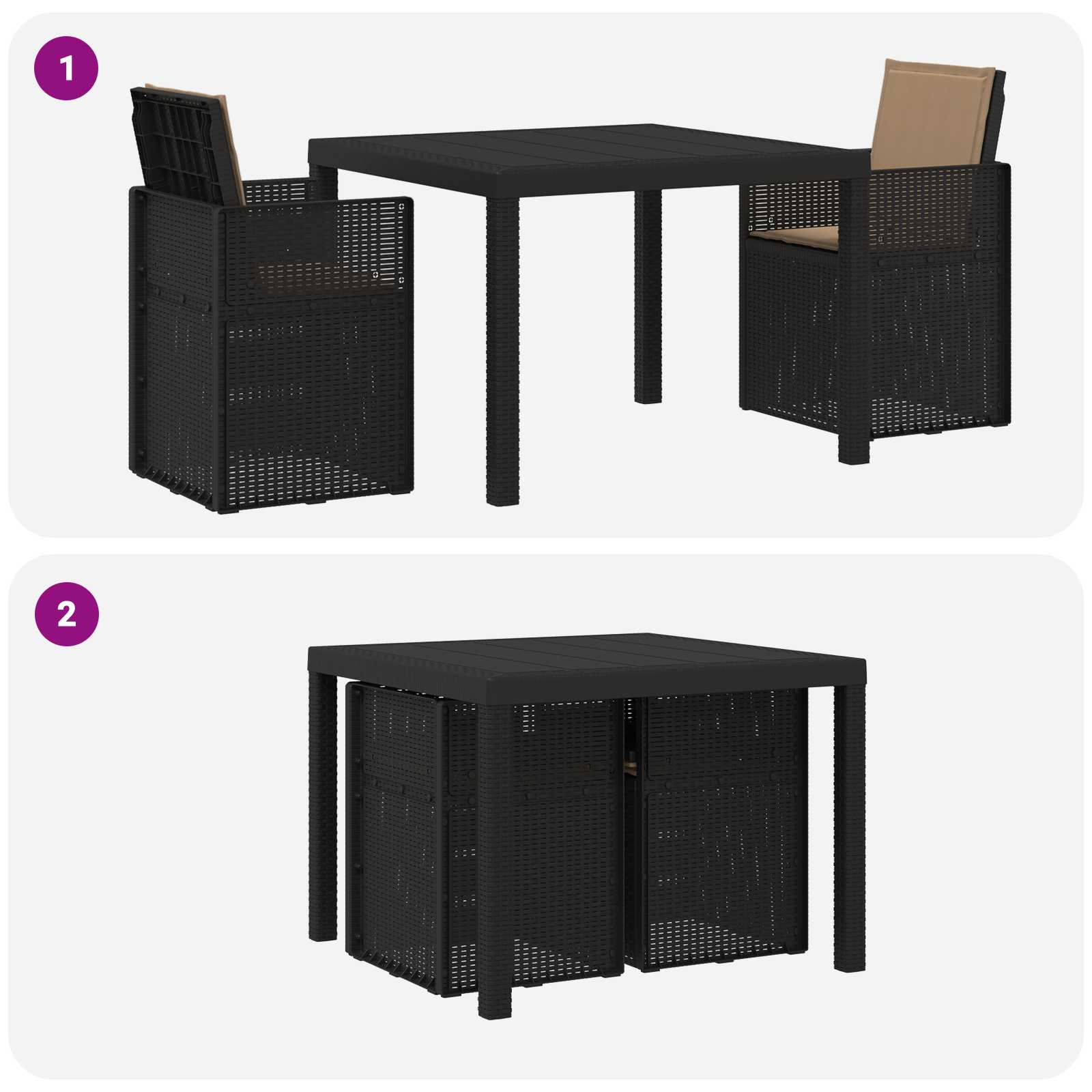 Vrtni set za objed s jastukom 3 pcs Antracit i sivosmeđa PP