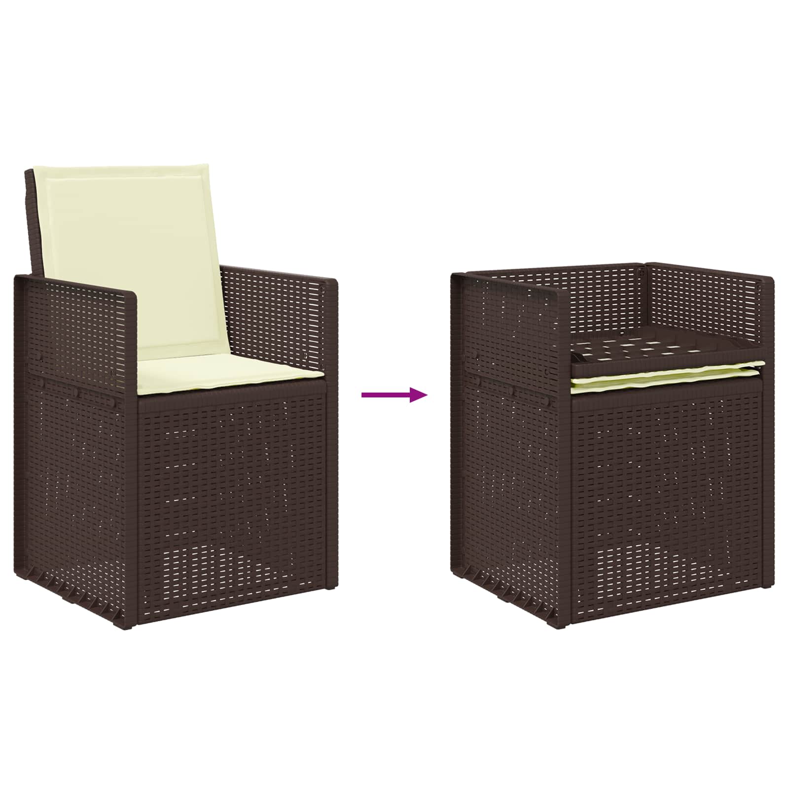 Vrtni set za objed 3 kom. Smeđa i krem PP