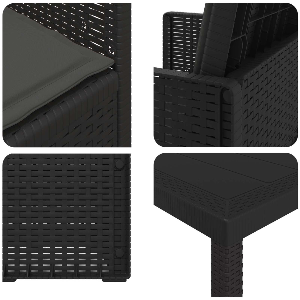 Vrtni set za objed s jastukom 5 pcs Antracit PP