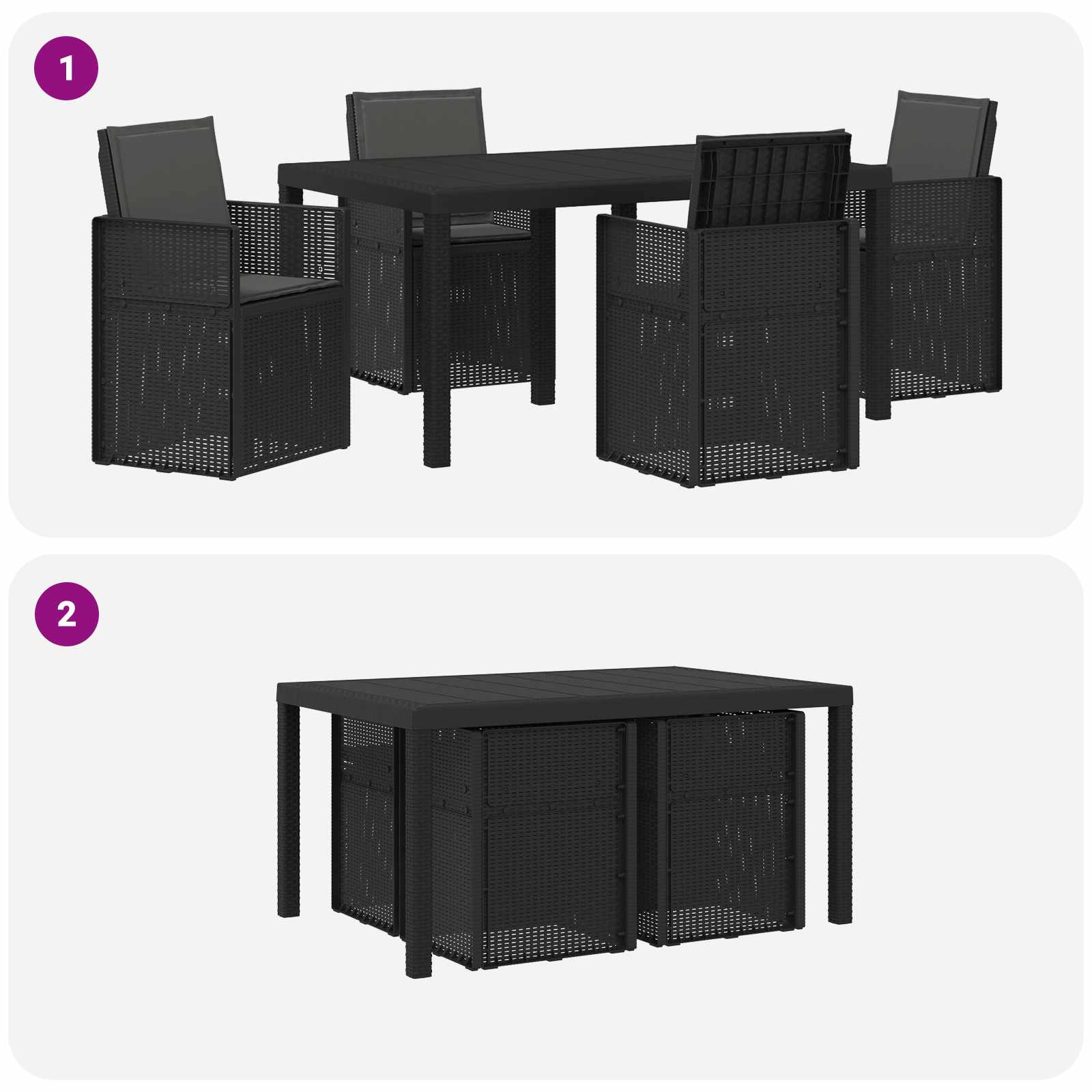 Vrtni set za objed s jastukom 5 pcs Antracit PP