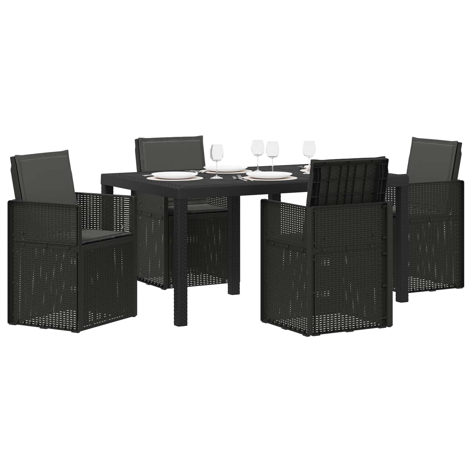 Vrtni set za objed s jastukom 5 pcs Antracit PP