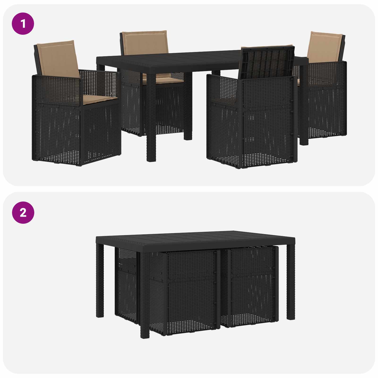 Vrtni set za objed s jastukom 5 pcs Antracit i sivosmeđa PP