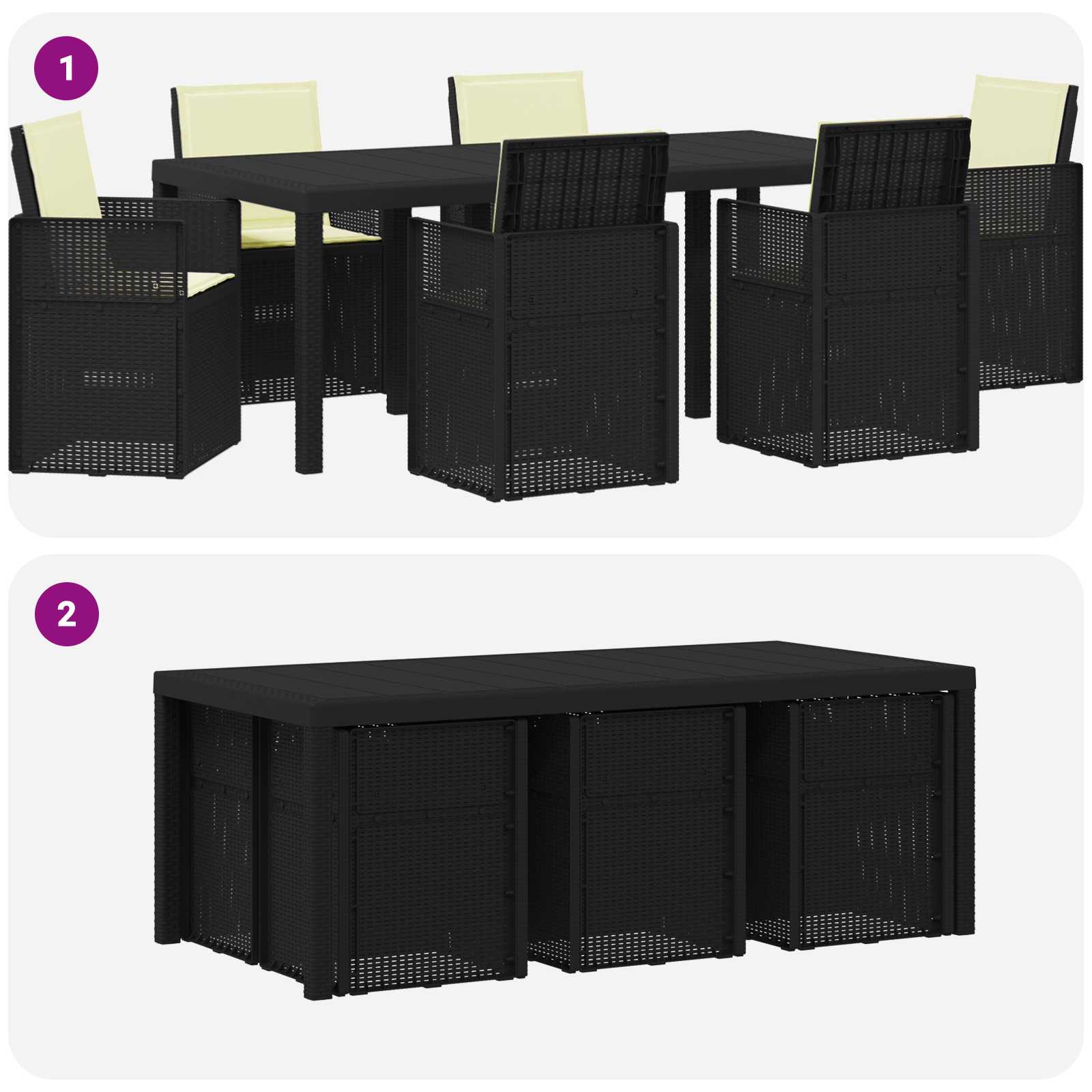 Vrtni set za objed s jastukom 7 pcs Antracit i krem PP