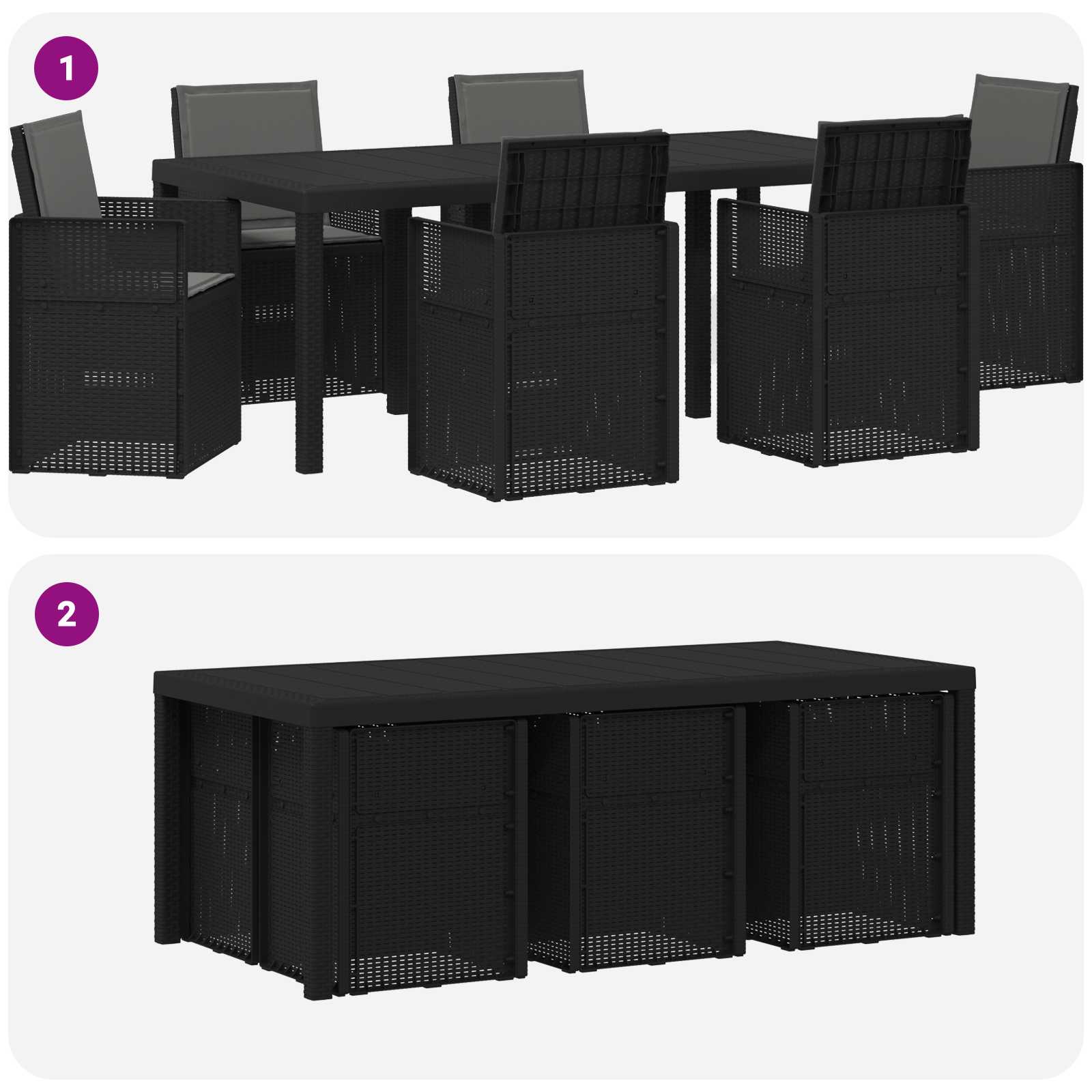 Vrtni set za objed s jastukom 7 pcs Antracit PP