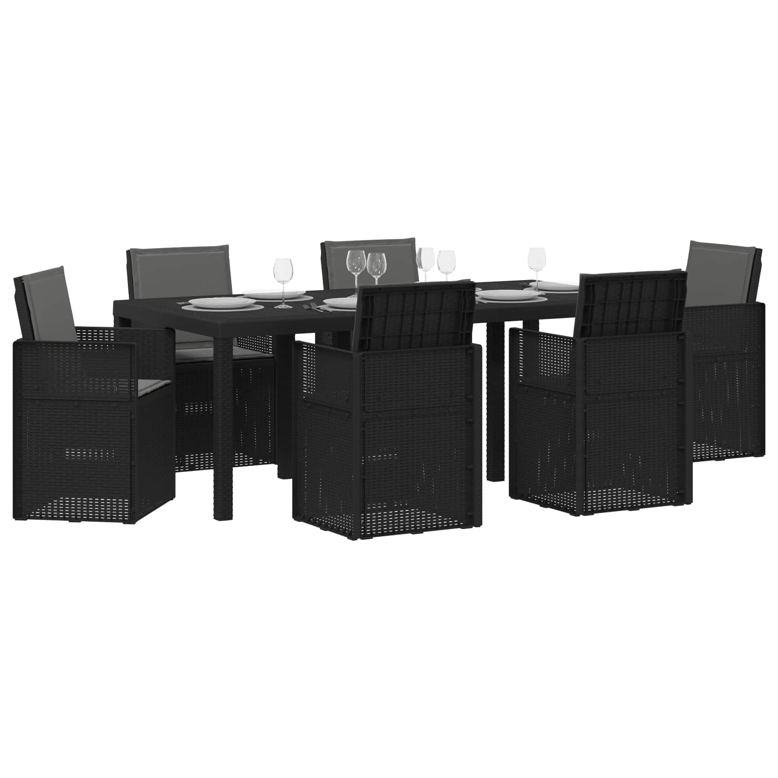 Vrtni set za objed s jastukom 7 pcs Antracit PP