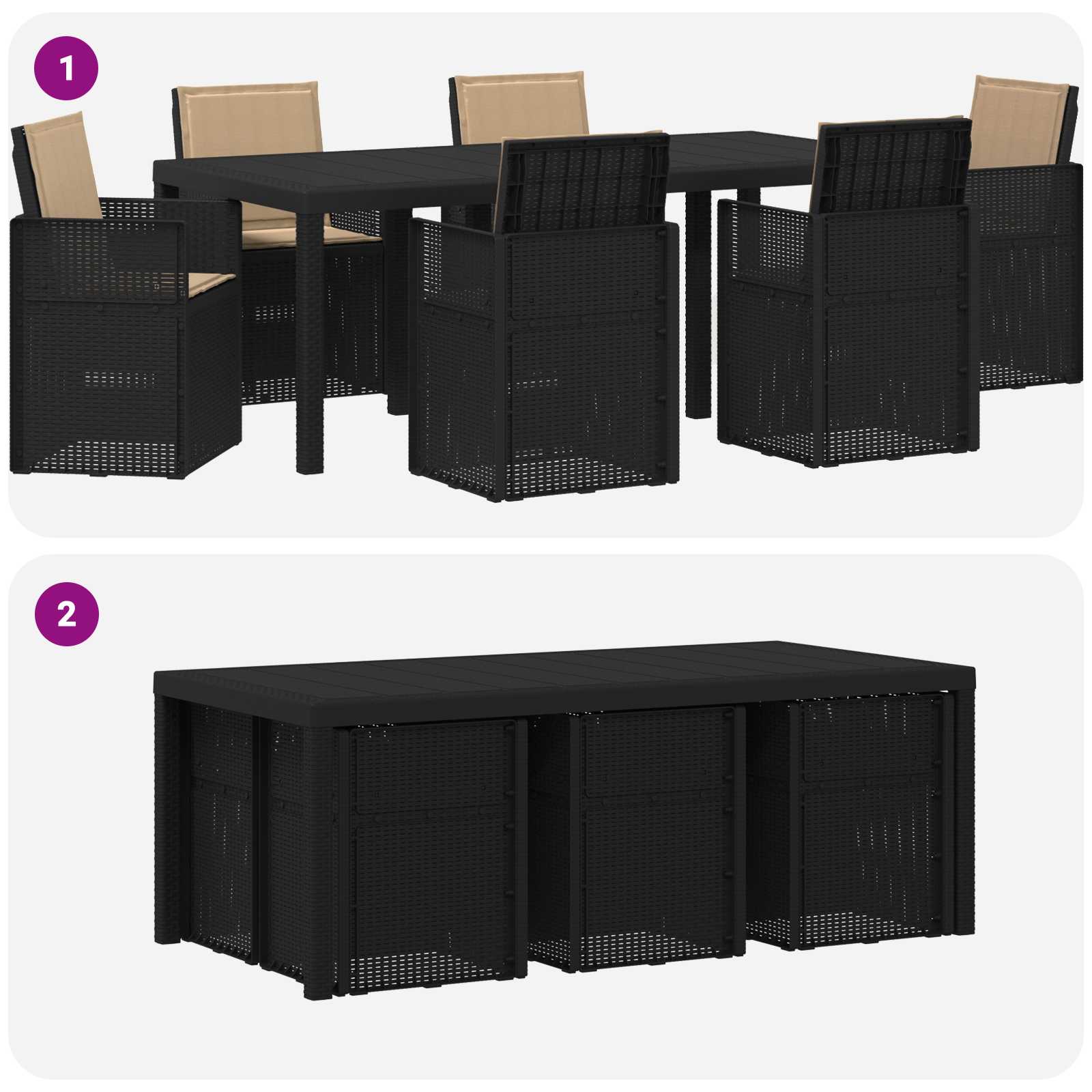 Vrtni set za objed s jastukom 7 pcs Antracit i sivosmeđa PP
