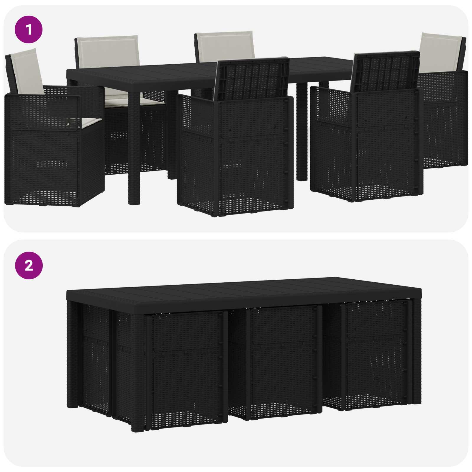 Vrtni set za objed s jastukom 7 pcs Antracit i Svjetlosiva PP