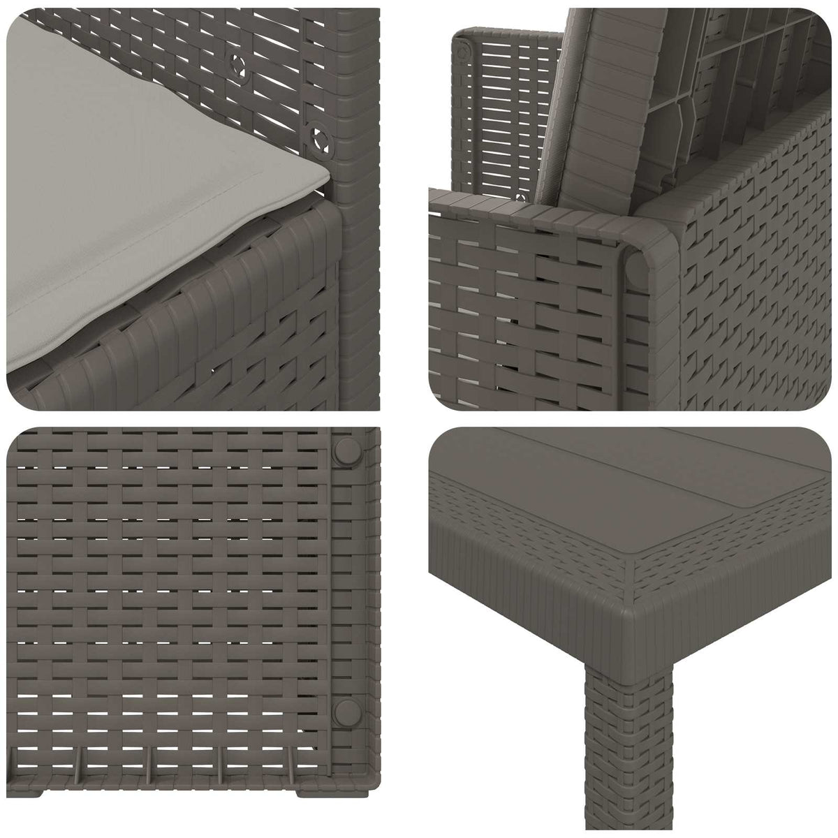 Vrtni set za objed s jastukom 7 pcs Svjetlosiva PP