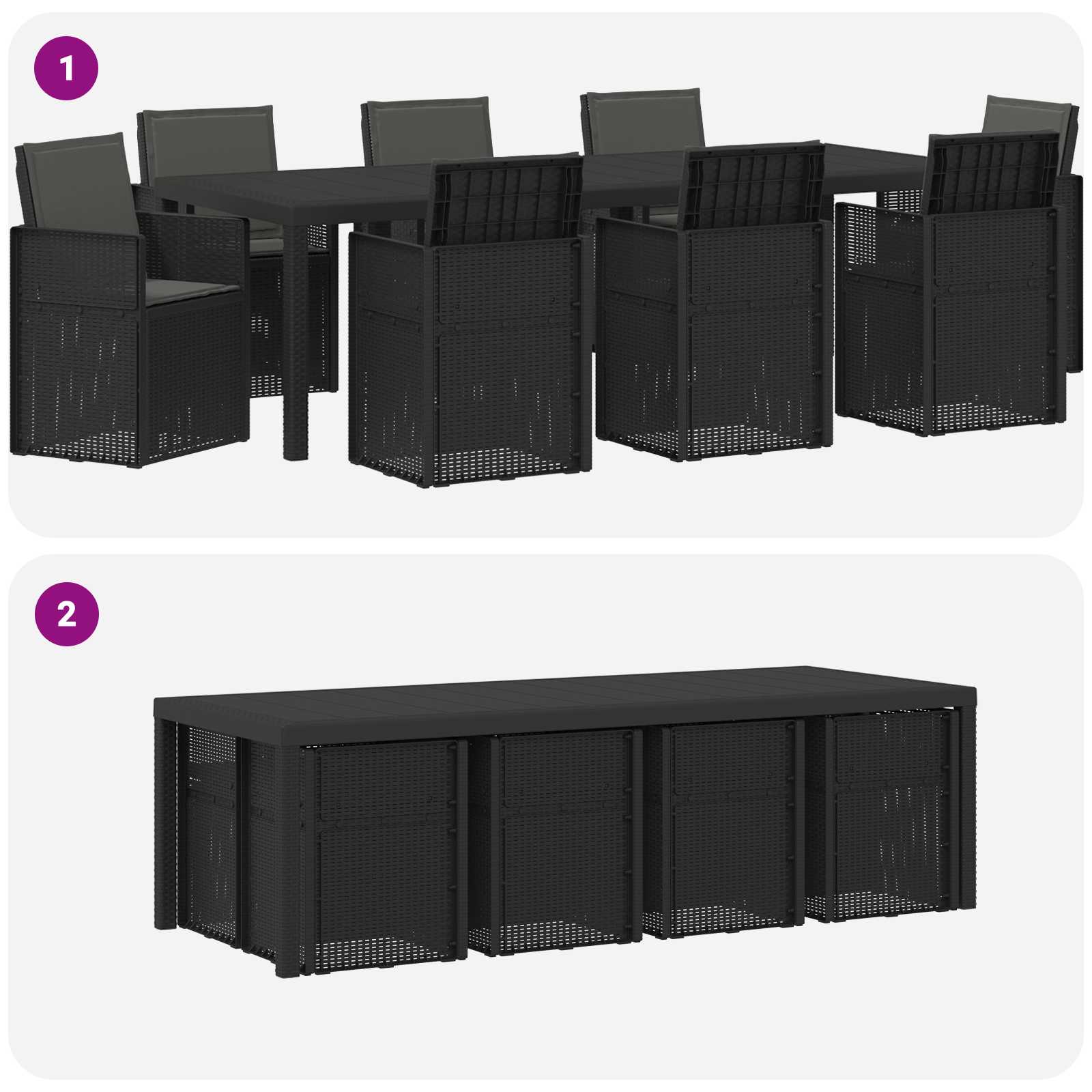 Vrtni set za objed s jastukom 9 pcs Antracit PP