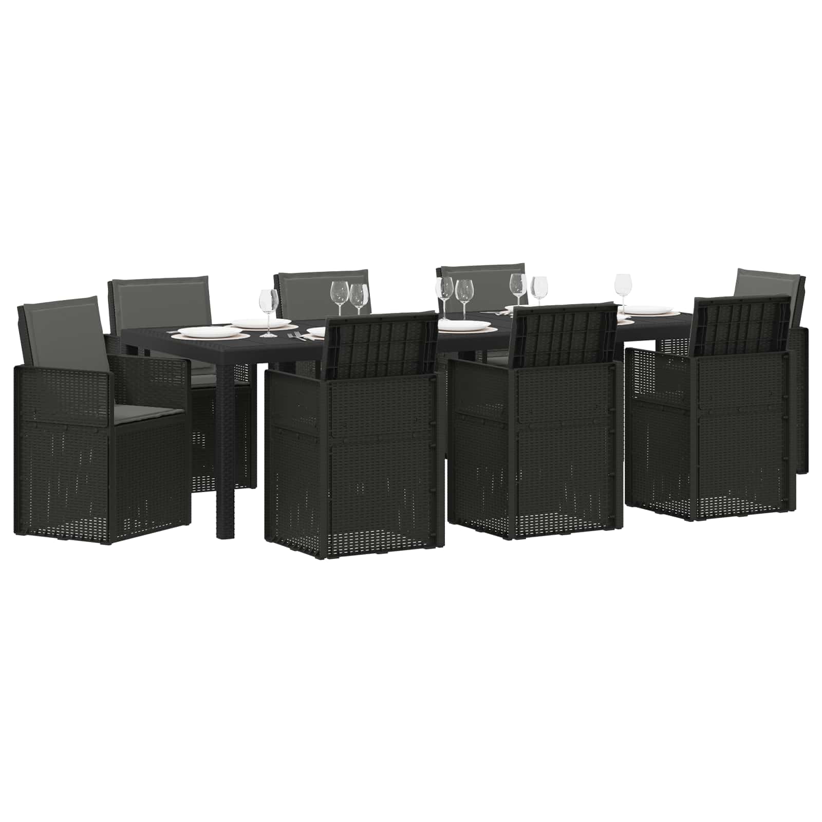 Vrtni set za objed s jastukom 9 pcs Antracit PP