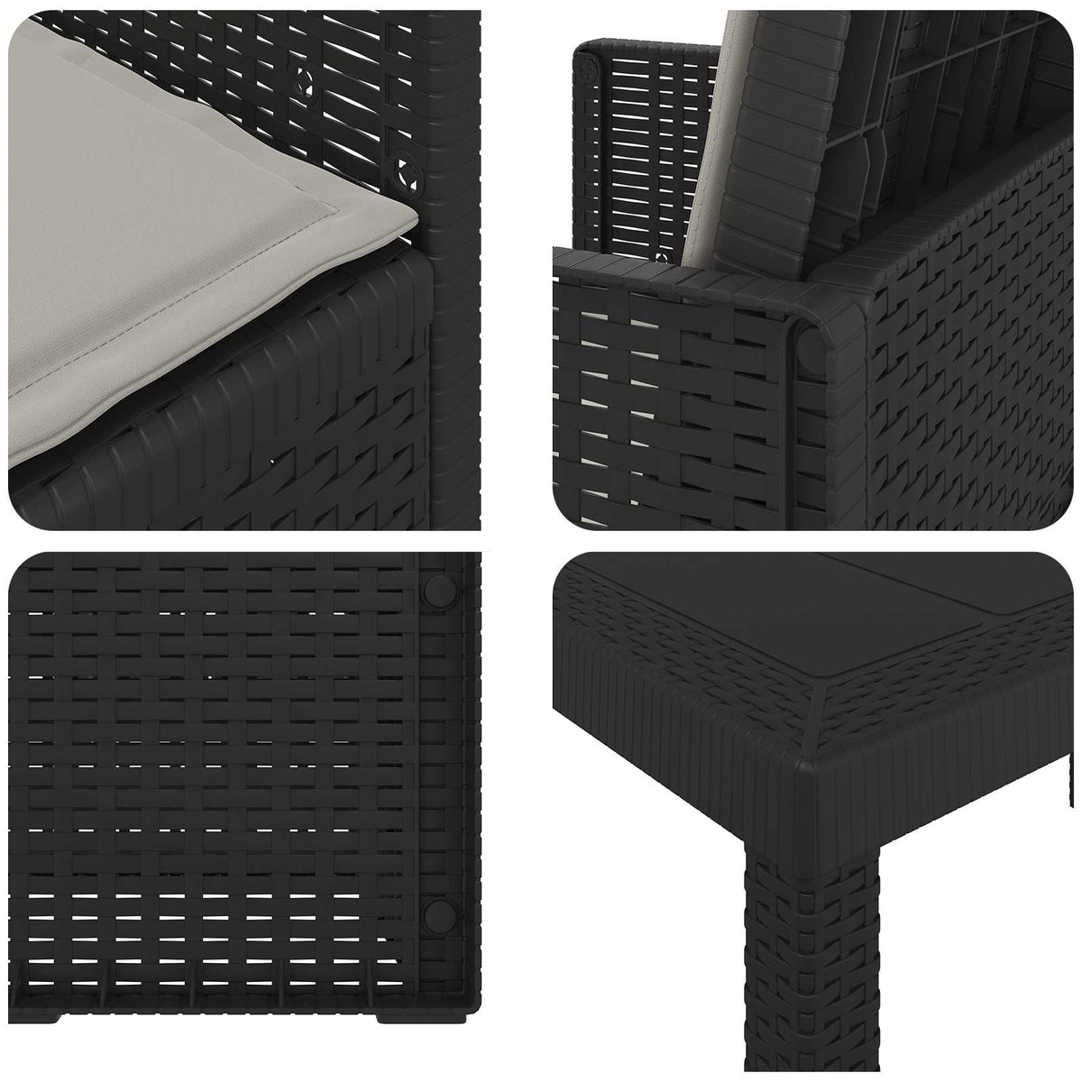 Vrtni set za objed s jastukom 9 pcs Antracit i Svjetlosiva PP