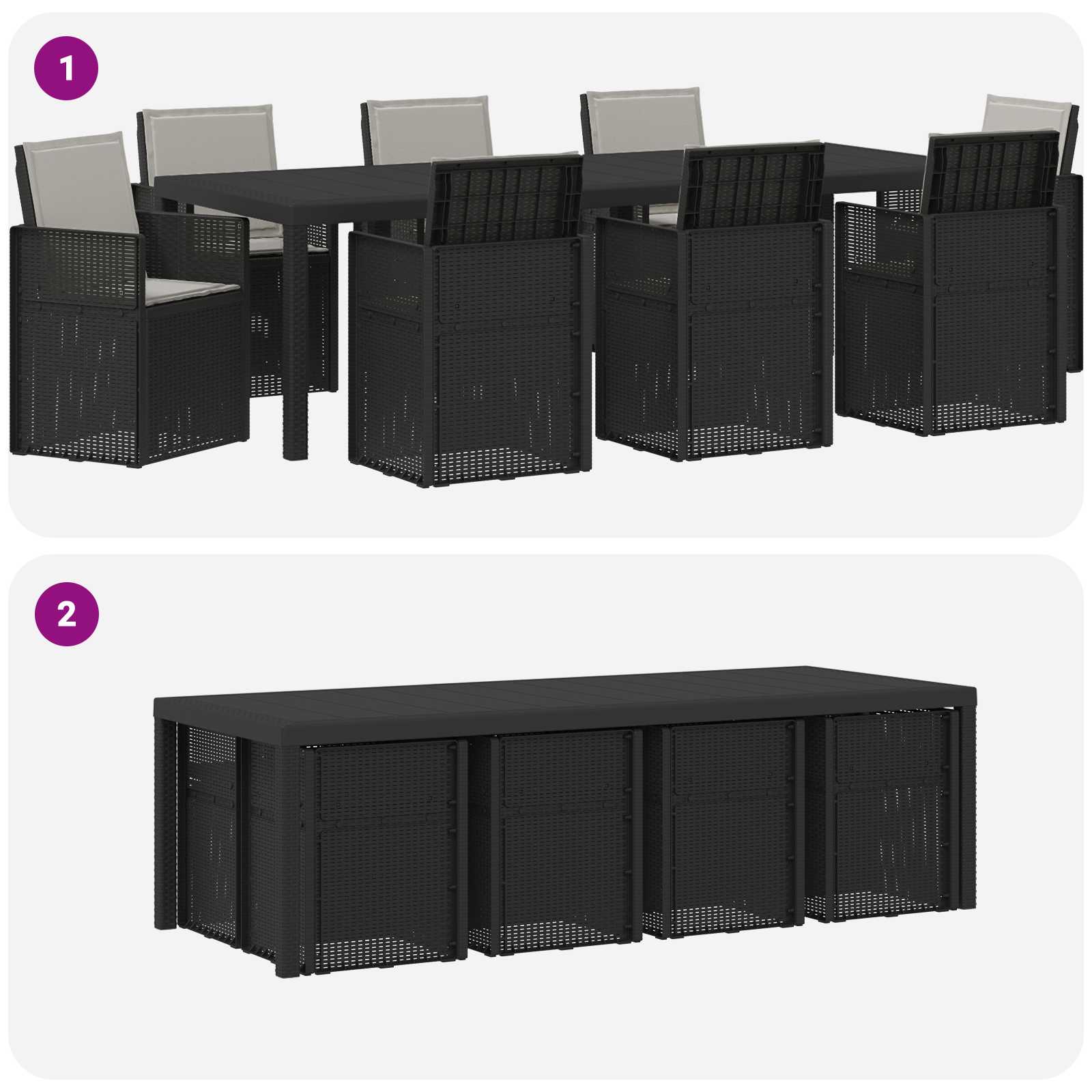 Vrtni set za objed s jastukom 9 pcs Antracit i Svjetlosiva PP