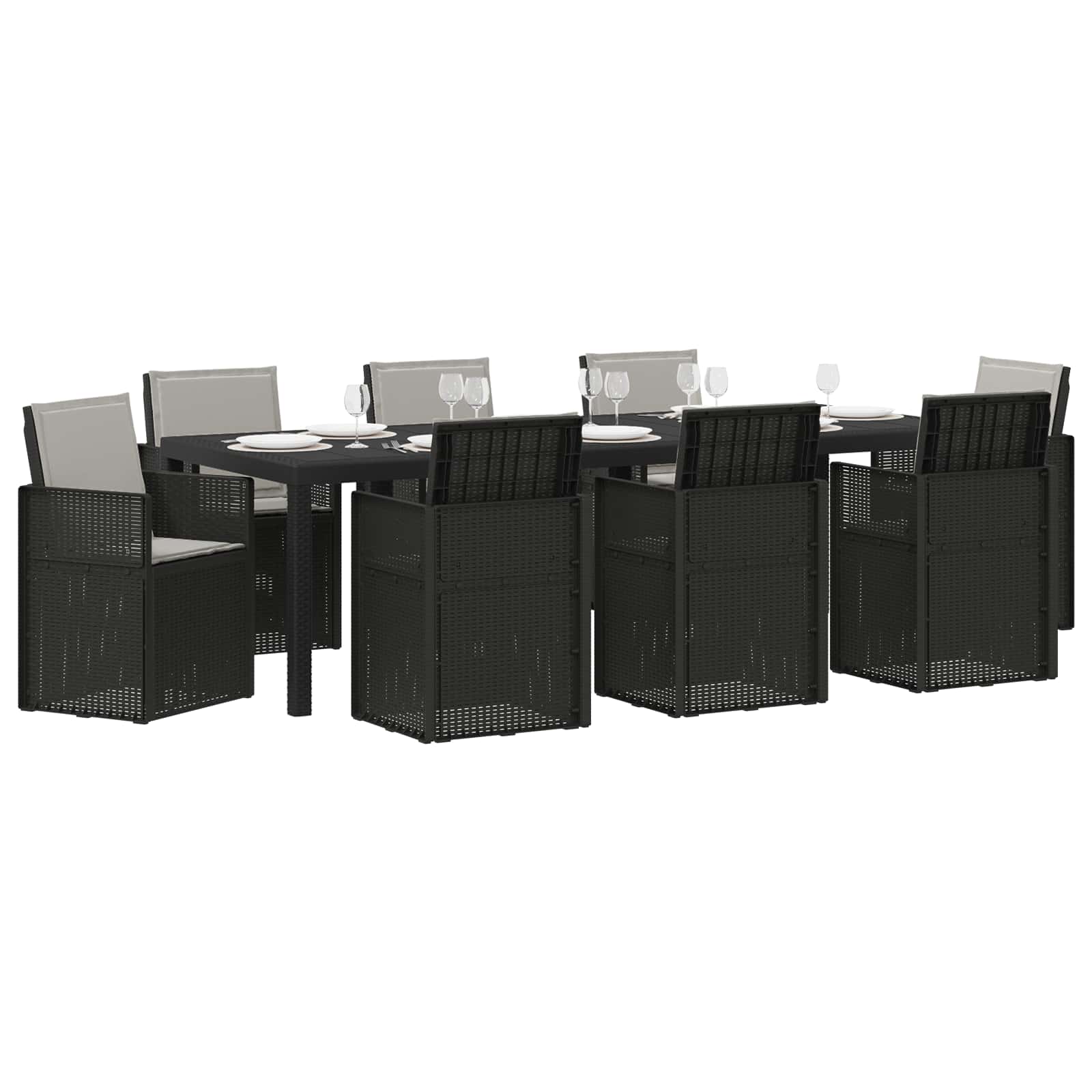 Vrtni set za objed s jastukom 9 pcs Antracit i Svjetlosiva PP