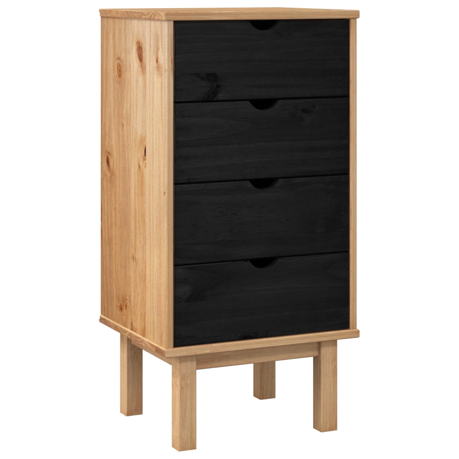 Komoda s ladicama OTTA Crna 45 x 39 x 90 cm Masivna borovina