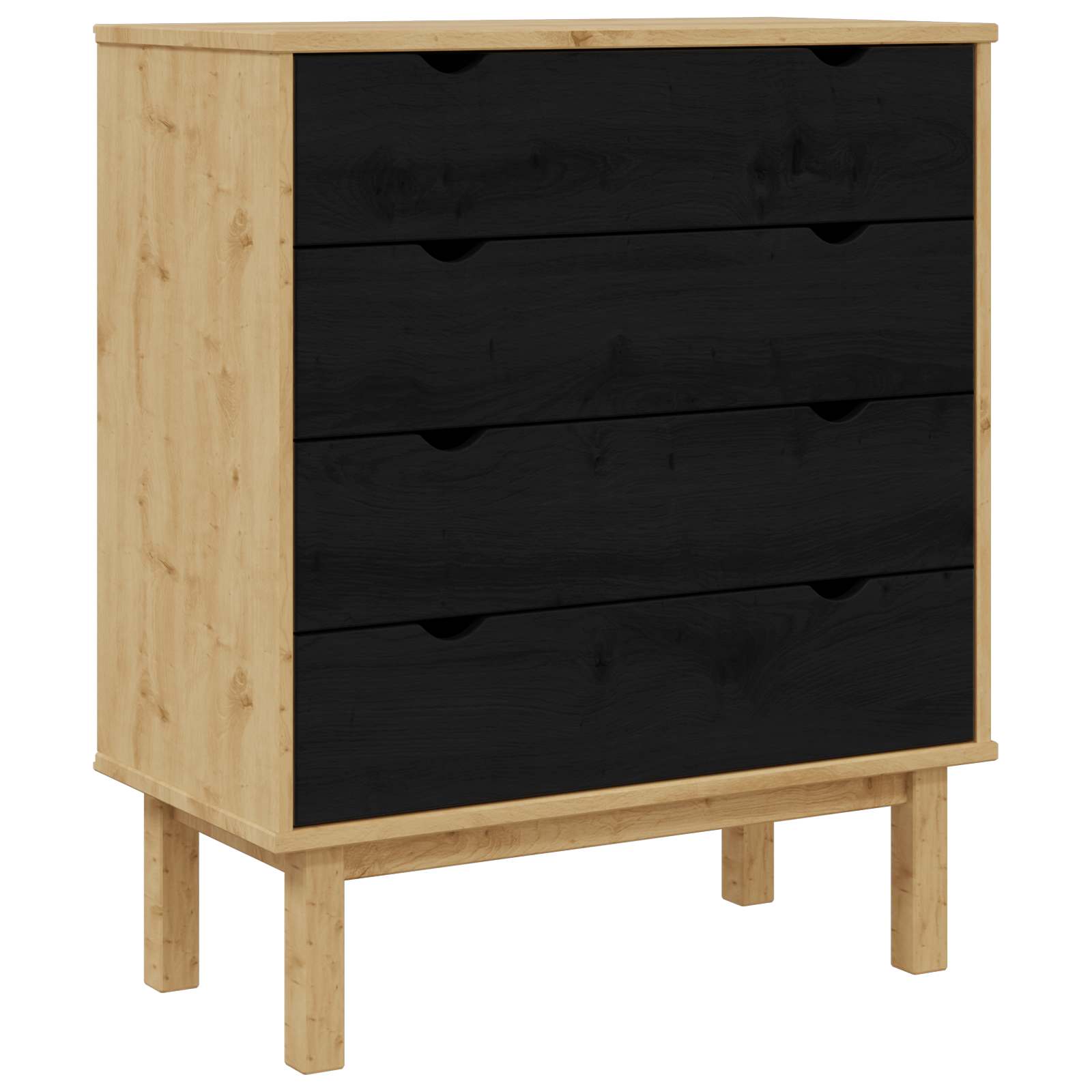 Komoda OTTA Crna 76,5 x 39,5 x 90 cm Masivna borovina
