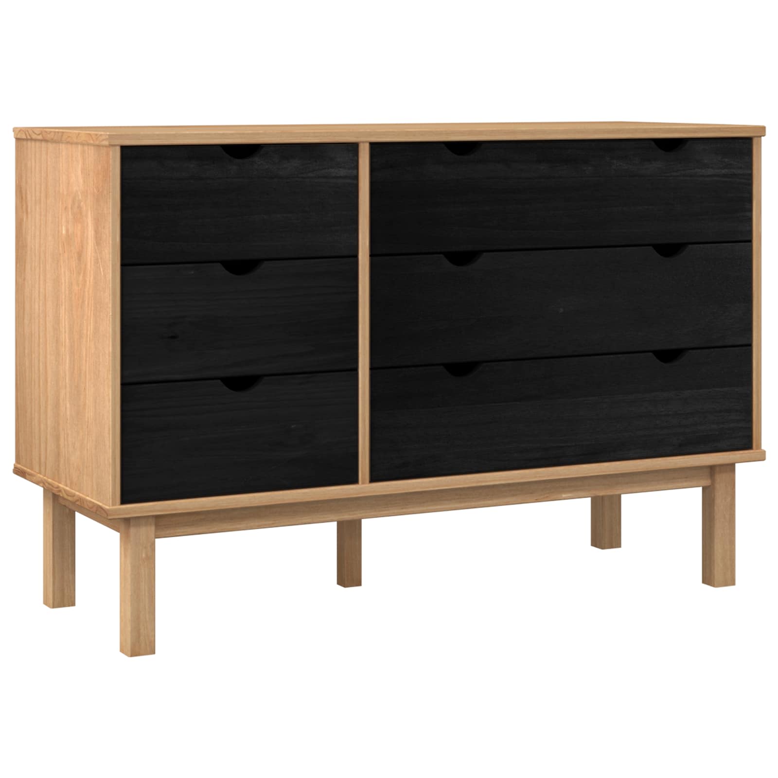Ormar s ladicama OTTA Crna 111 x 43 x 73,5 cm Masivna borovina