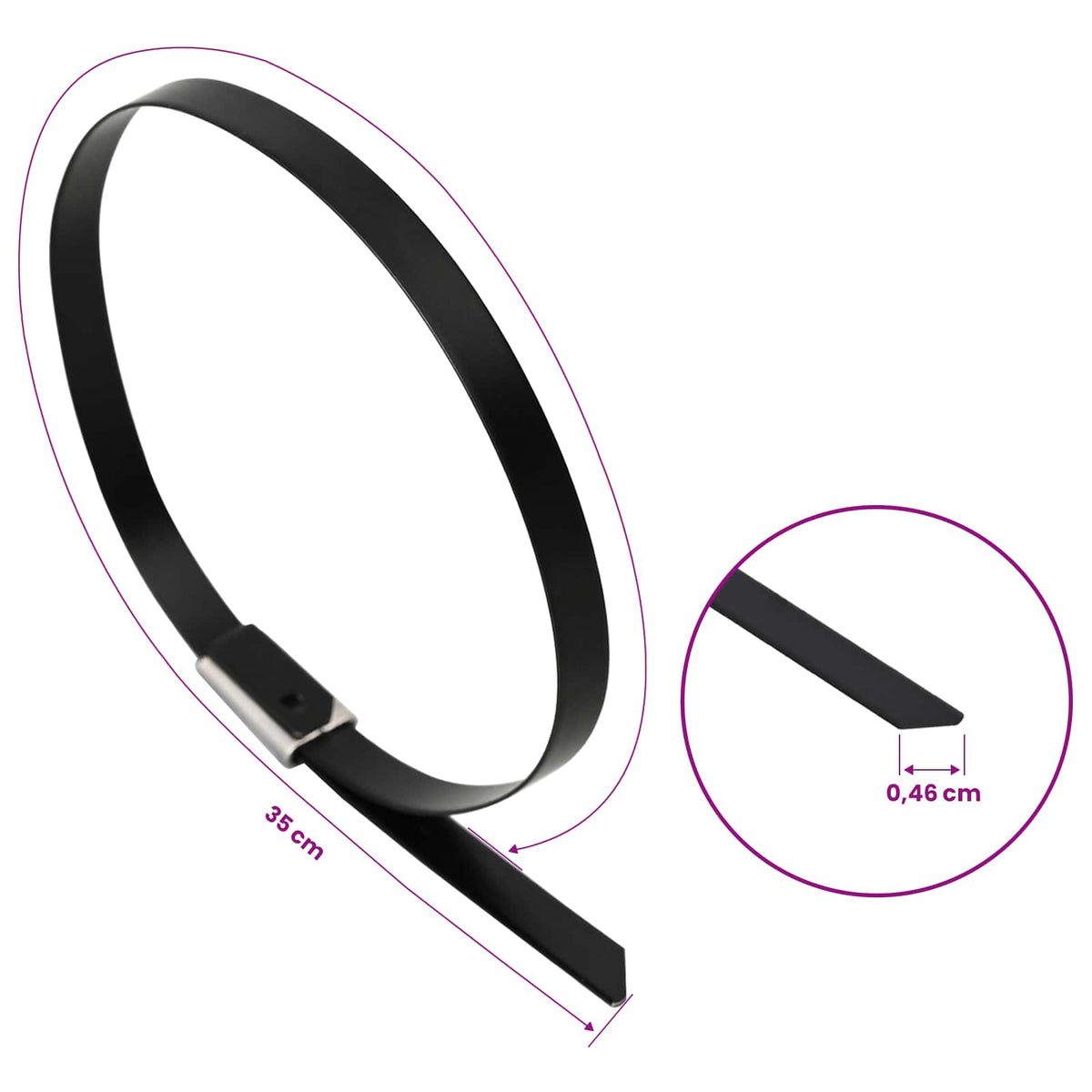 Veza za kabel 250 kom. 4,6 x 350 mm Crna