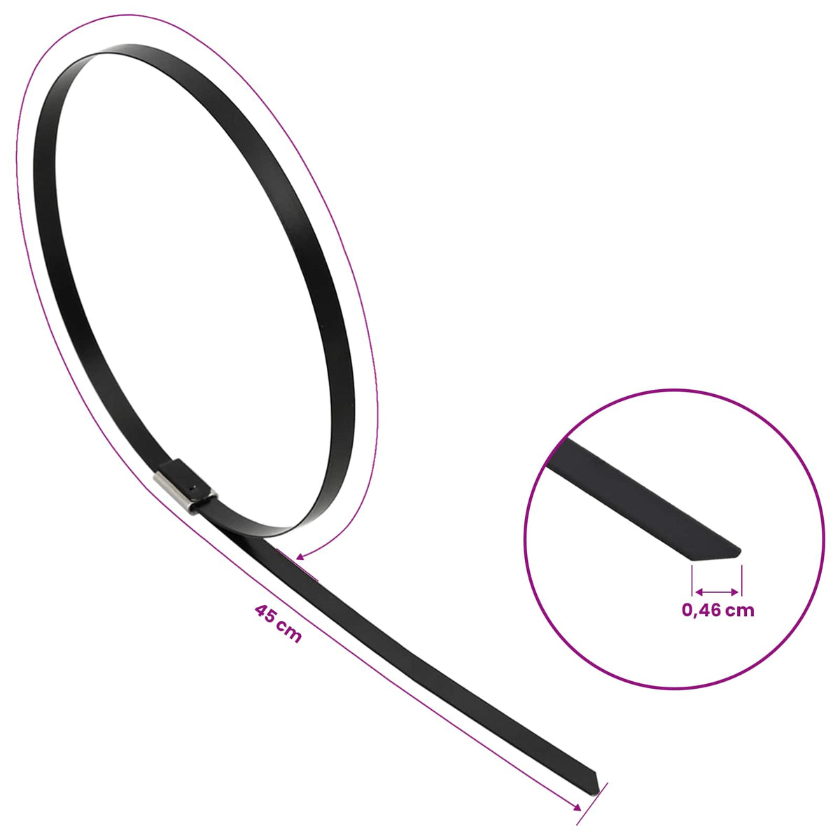 Veza za kabel 50 kom. 4,6 x 450 mm Crna