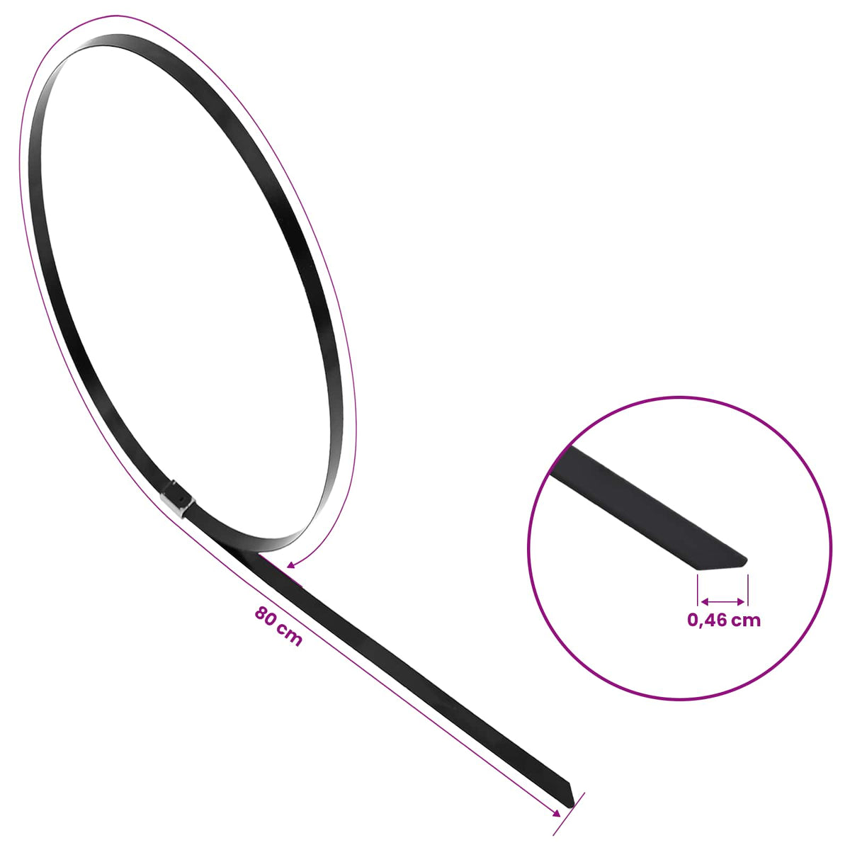 Veza za kabel 250 kom. 4,6 x 800 mm Crna