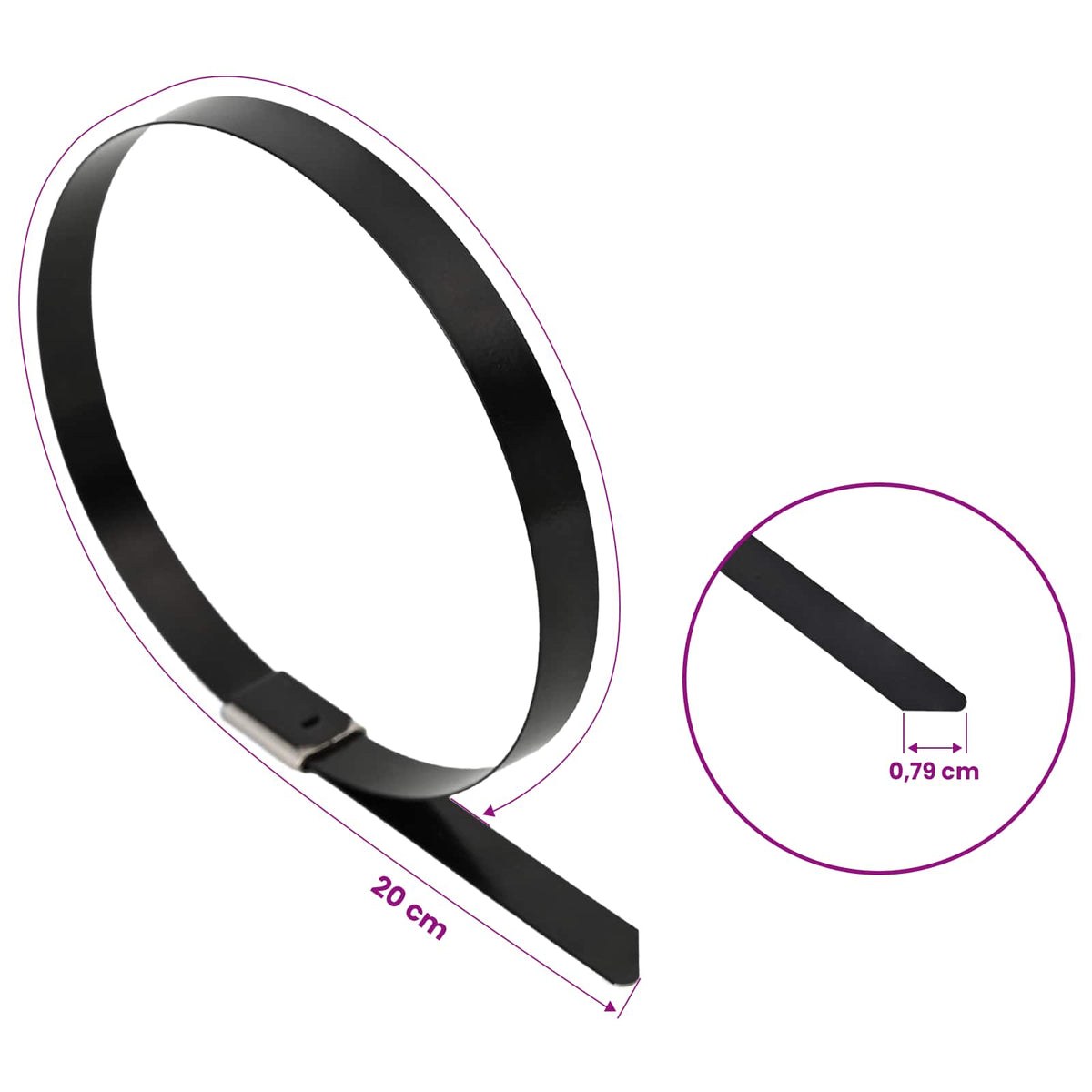 Veza za kabel 12 kom. 7,9 x 200 mm Crna