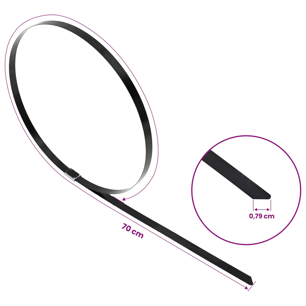 Veza za kabel 12 kom. 7,9 x 700 mm Crna