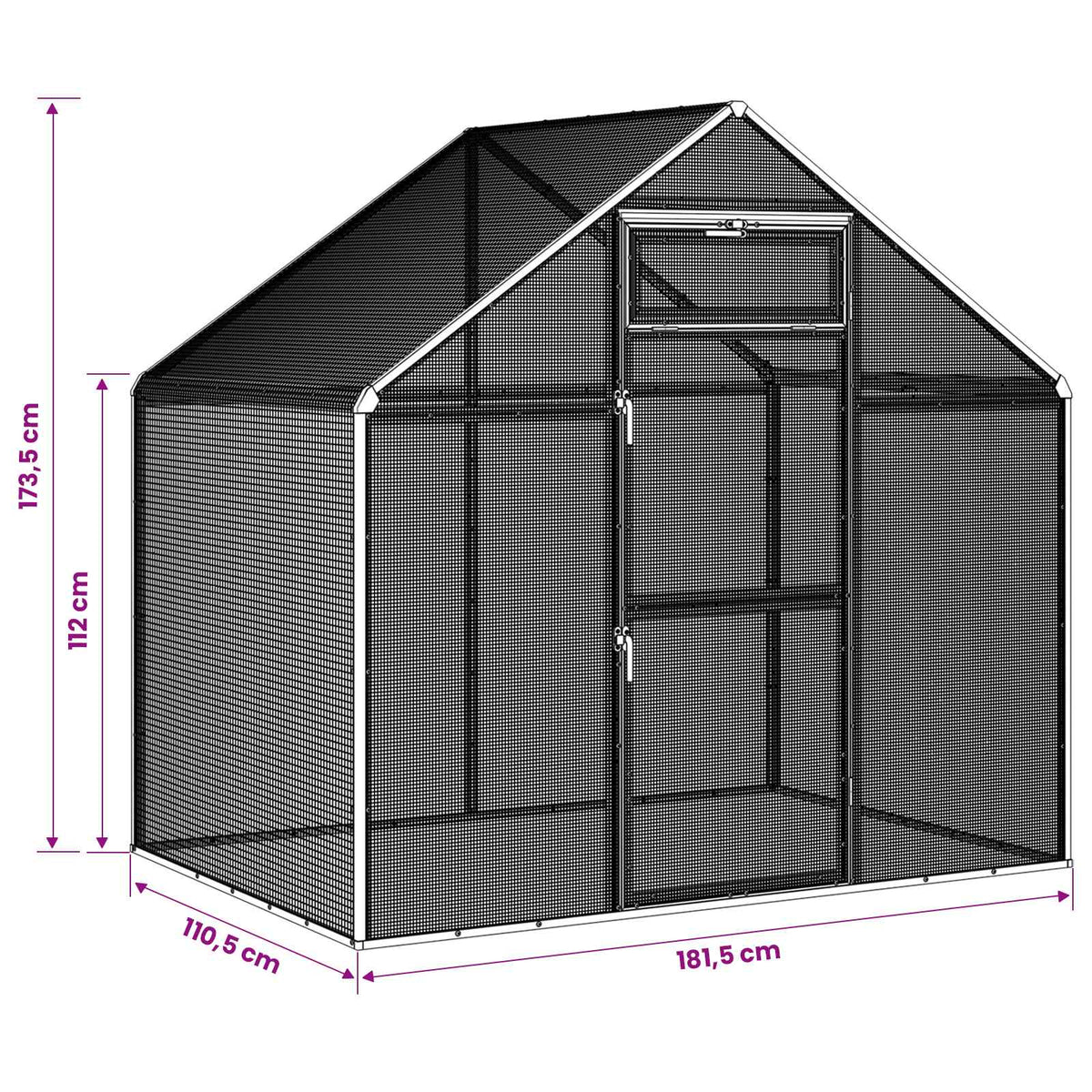 Kavez za ptice Srebrna 181,5 x 110,5 x 173,5 cm
