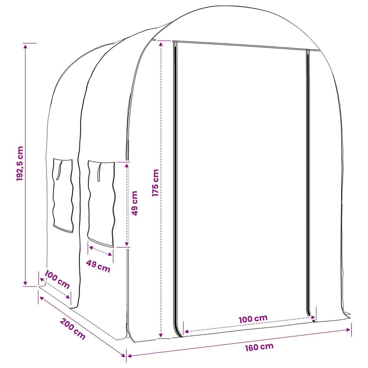 Staklenik s okvirom 160 x 200 x 192,5 cm PVC *Transparent*an