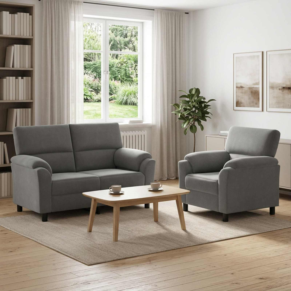 Set sofe 2 pcs Tamnosiva Baršun