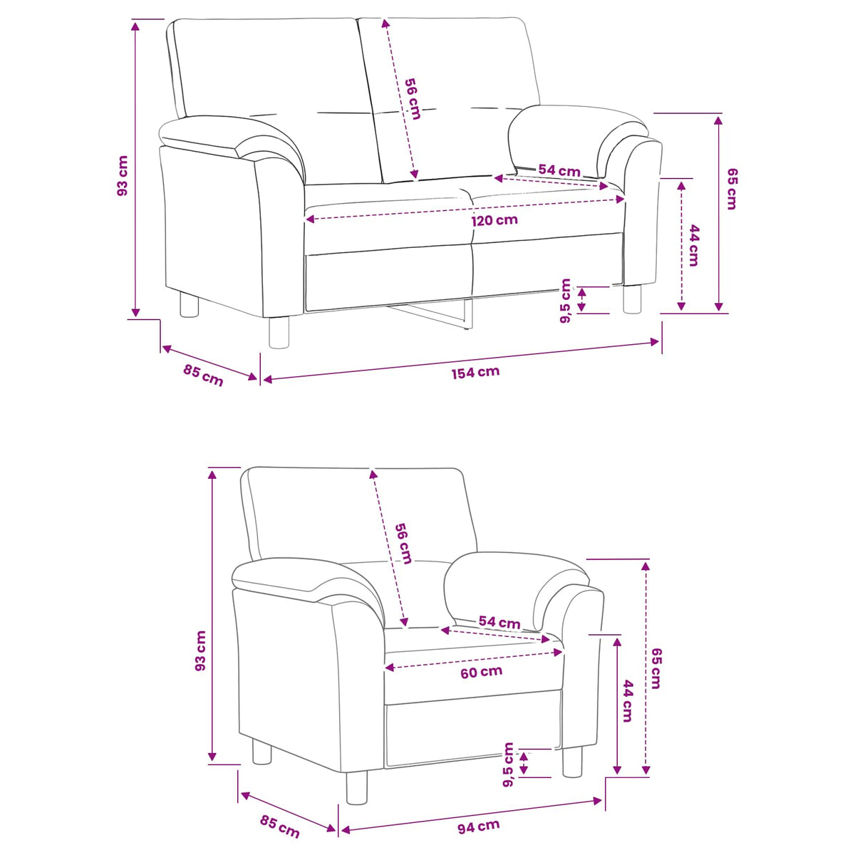 Set sofe 2 pcs Svijetlo zelena Baršun