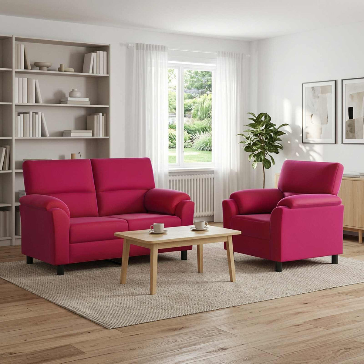 Set sofe 2 pcs Vinska crvena Baršun