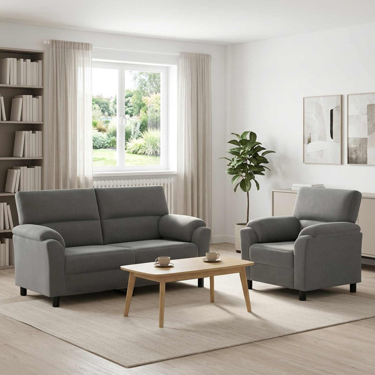 Set sofe 2 pcs Tamnosiva Baršun