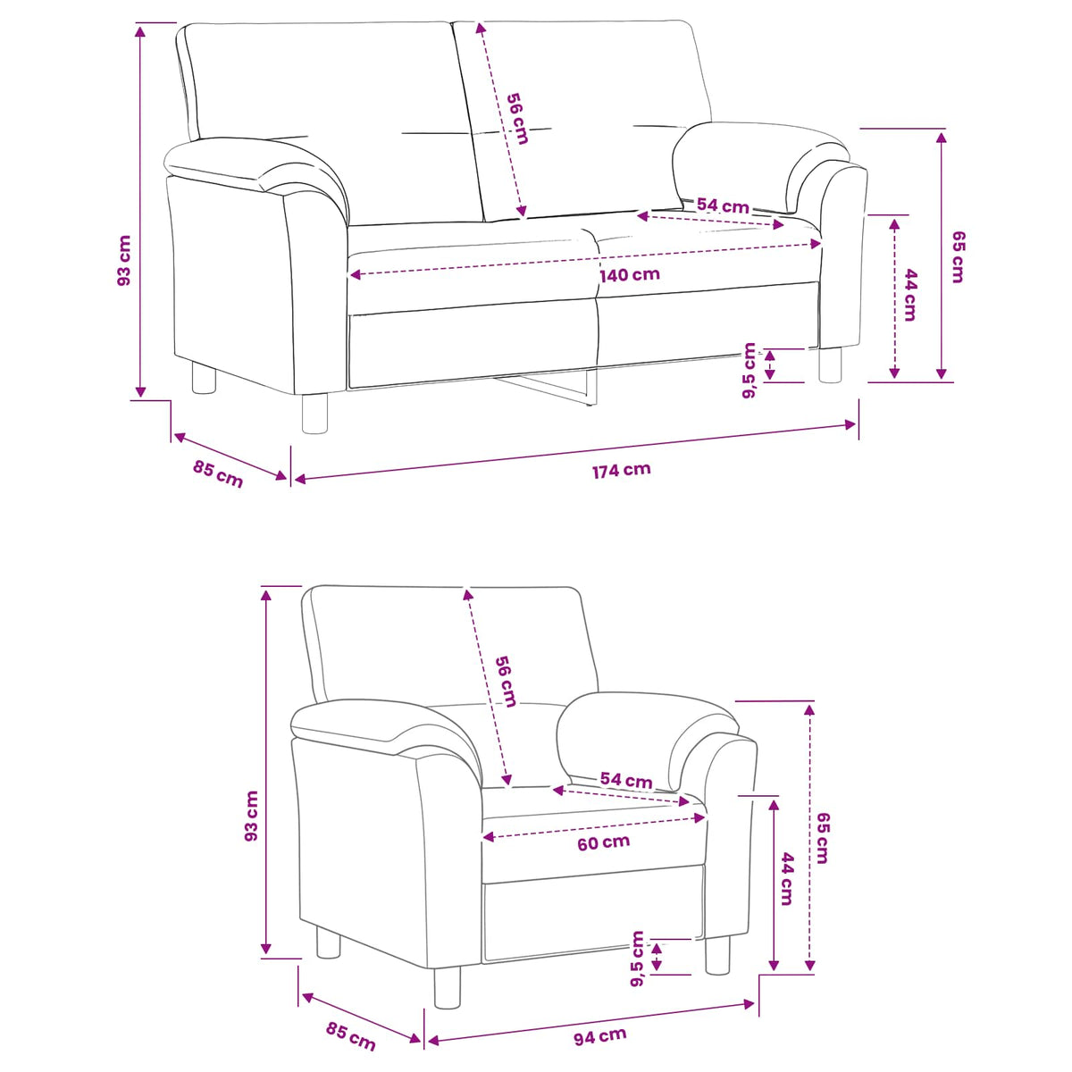 Set sofe 2 pcs Svijetlo zelena Baršun