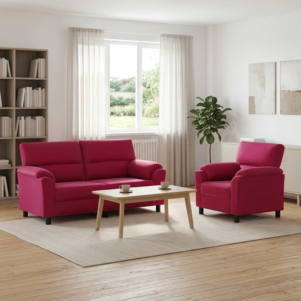 Set sofe 2 pcs Vinska crvena Baršun