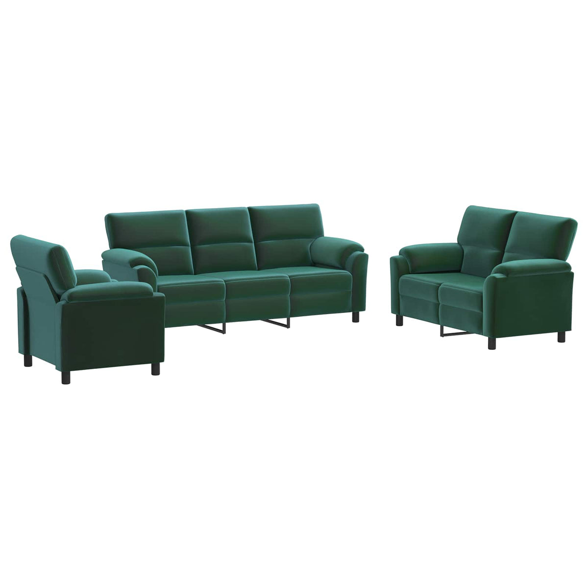 Set sofe 3 pcs Tamnozelena Baršun