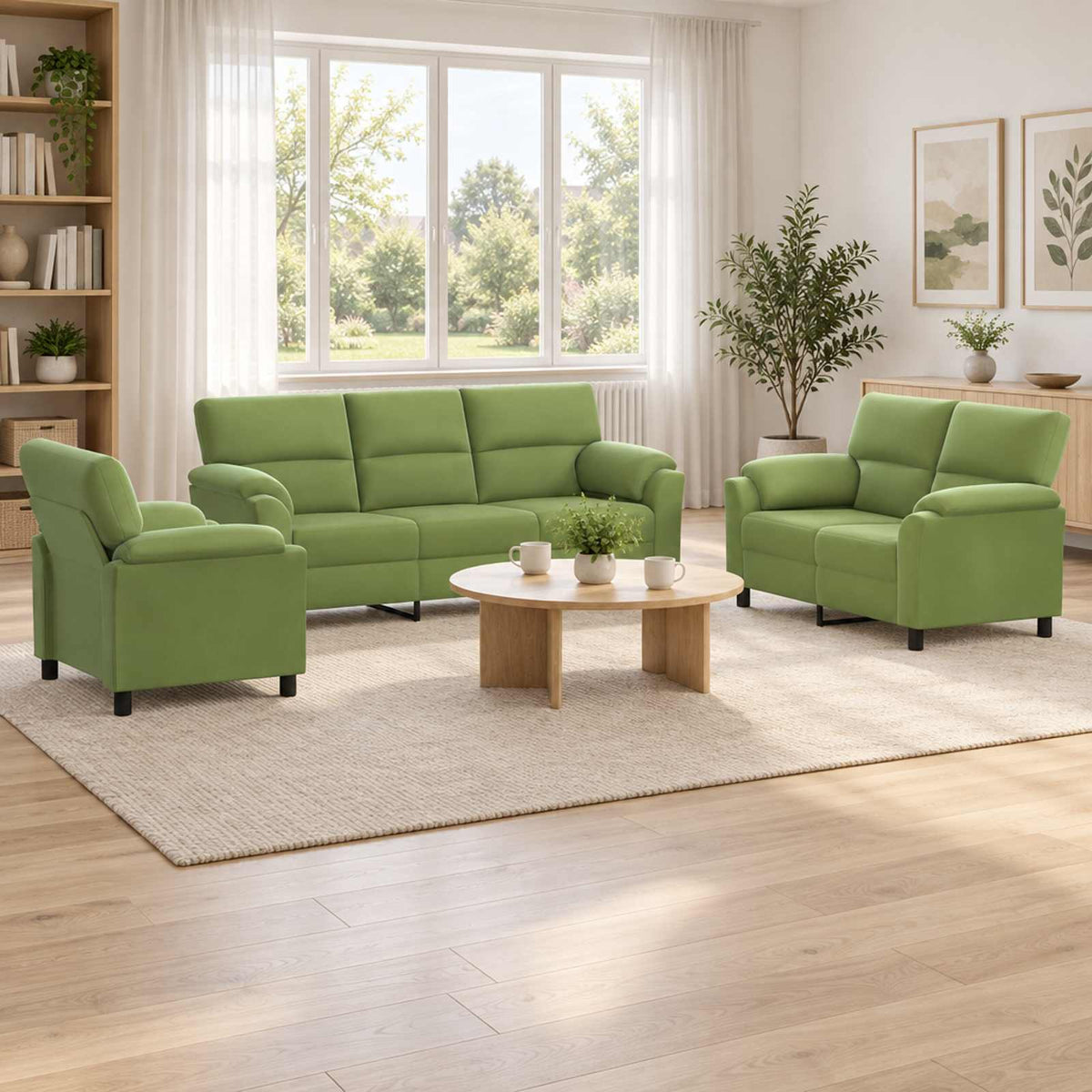 Set sofe 3 pcs Svijetlo zelena Baršun