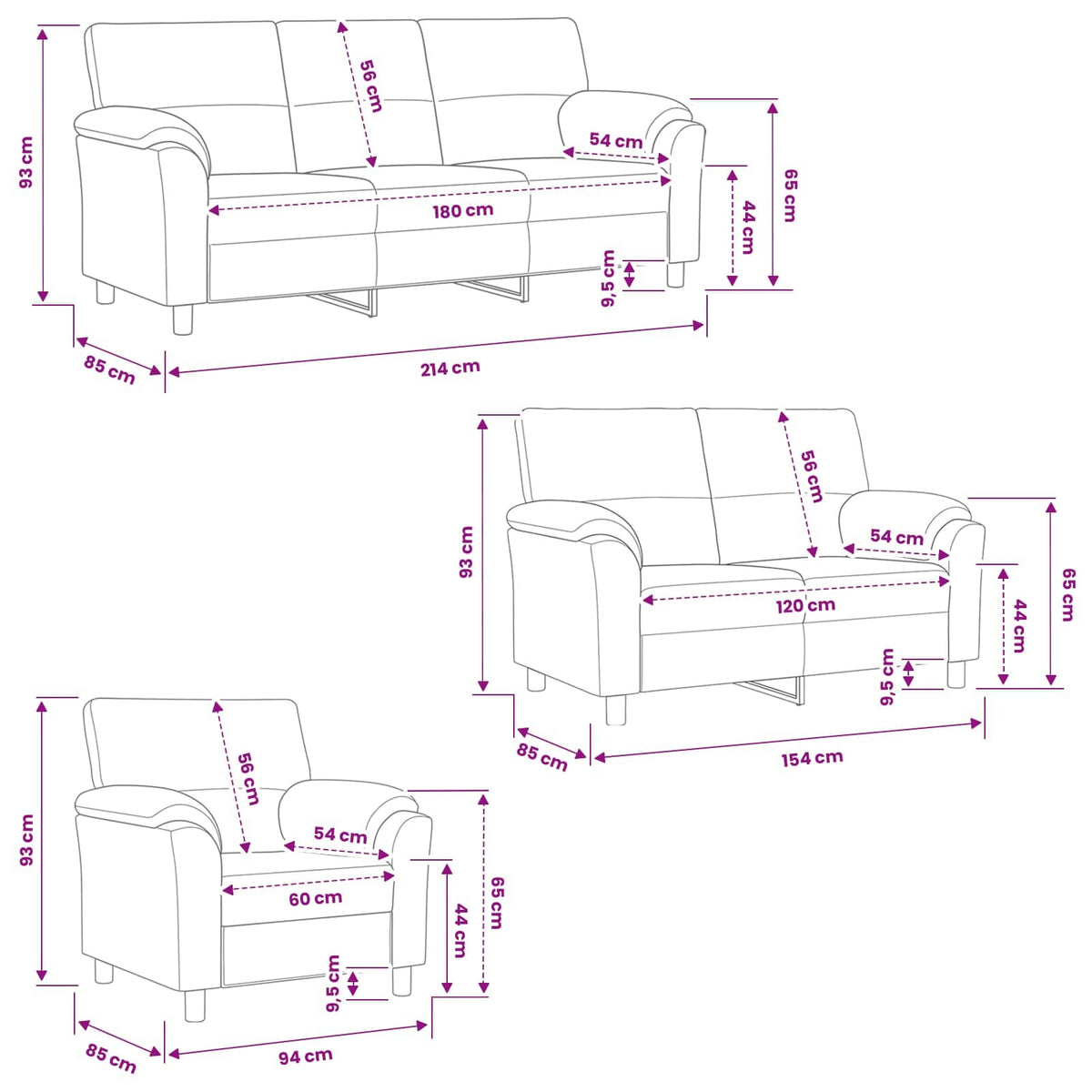 Set sofe 3 pcs Svijetlo zelena Baršun