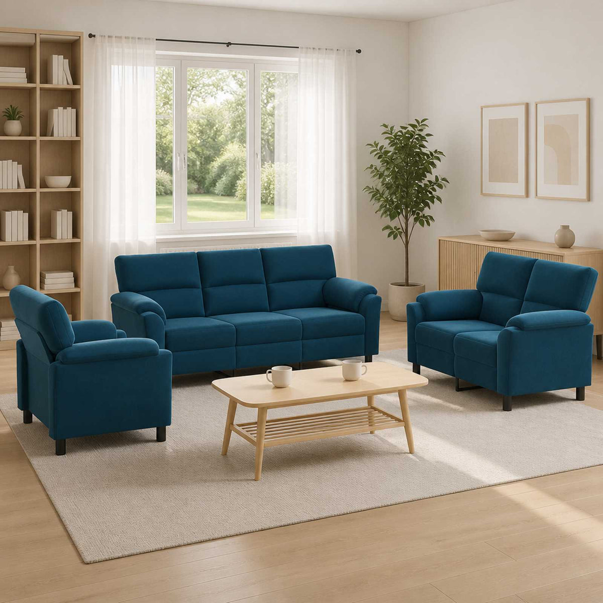 Set sofe 3 pcs Plava Baršun