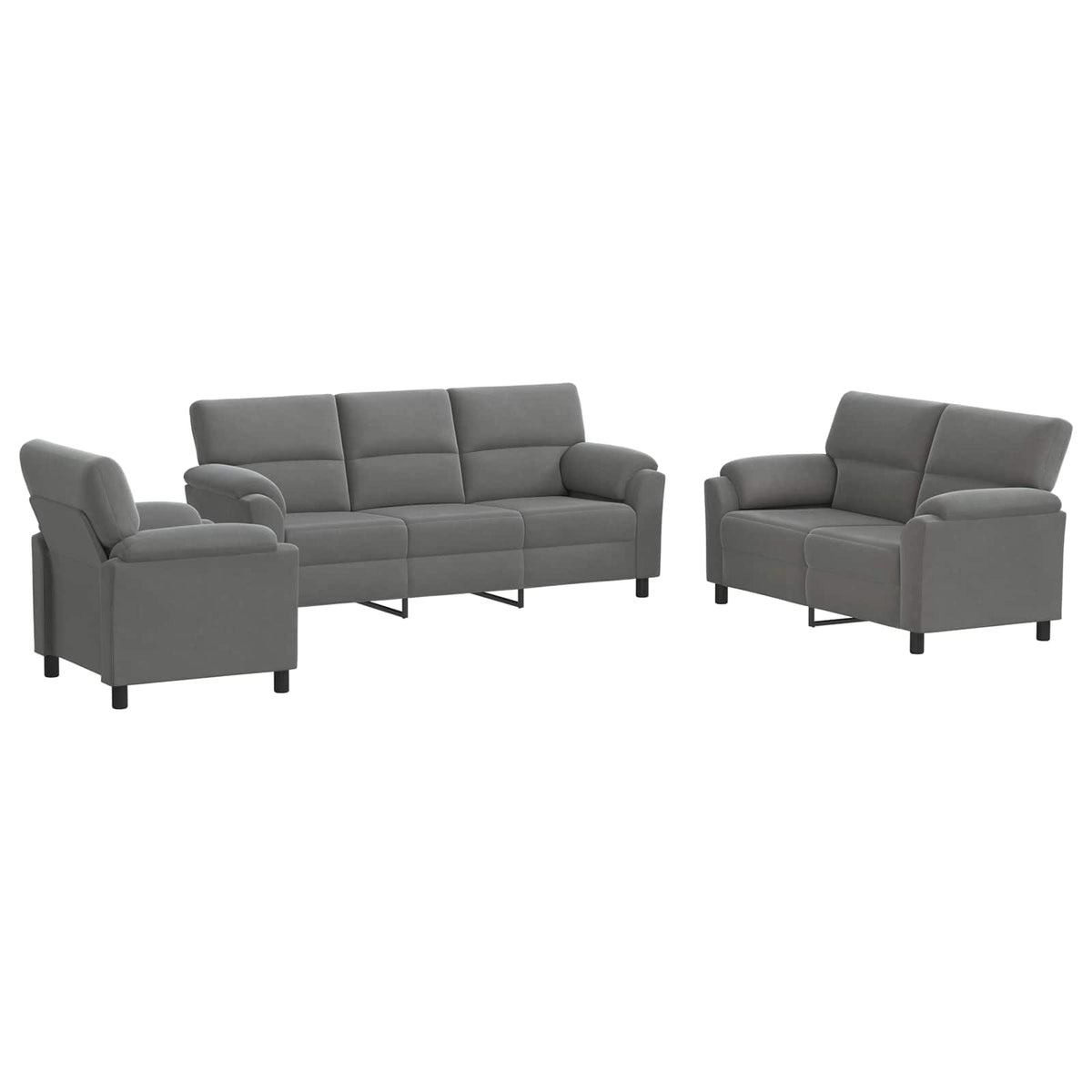 Set sofe 3 pcs Tamnosiva Baršun