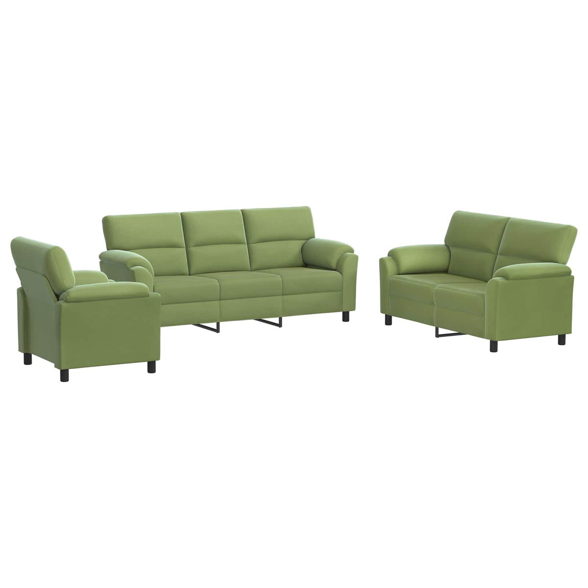 Set sofe 3 pcs Svijetlo zelena Baršun