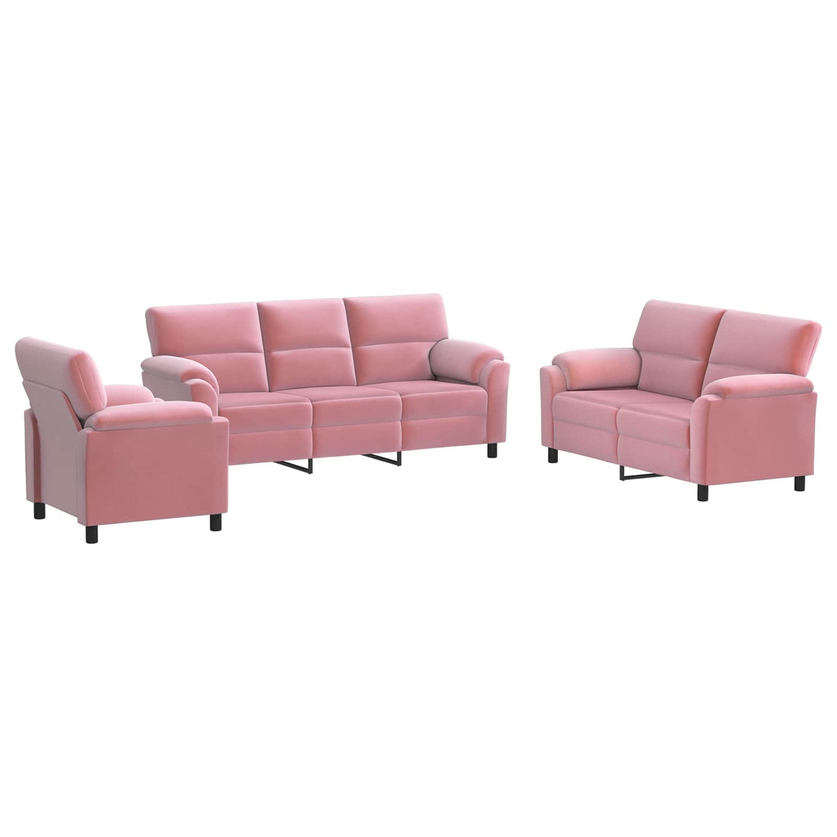 Set sofe 3 pcs Ružičasta Baršun