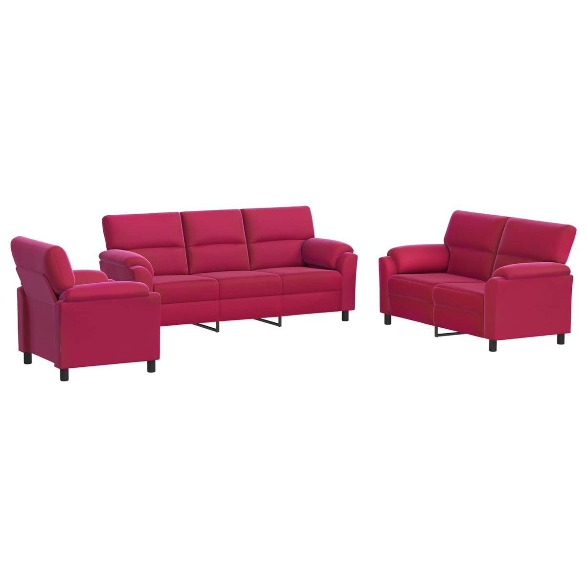Set sofe 3 pcs Vinska crvena Baršun