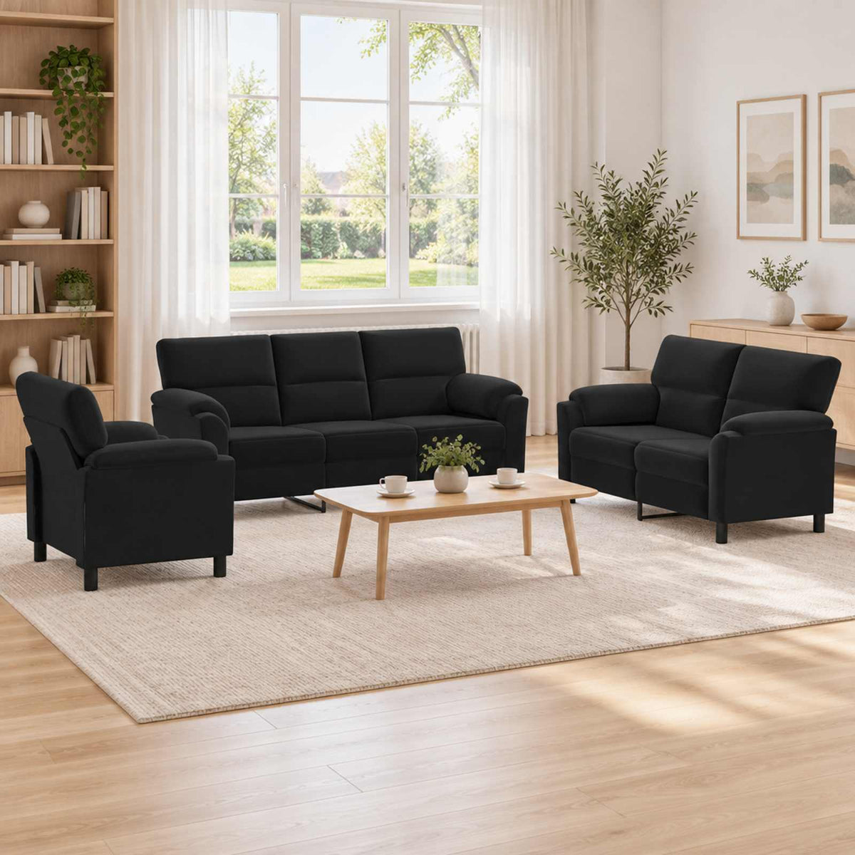 Set sofe 3 pcs Crna Baršun