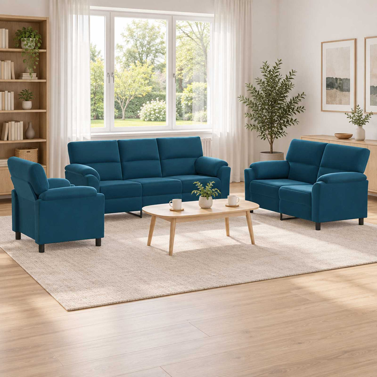 Set sofe 3 pcs Plava Baršun