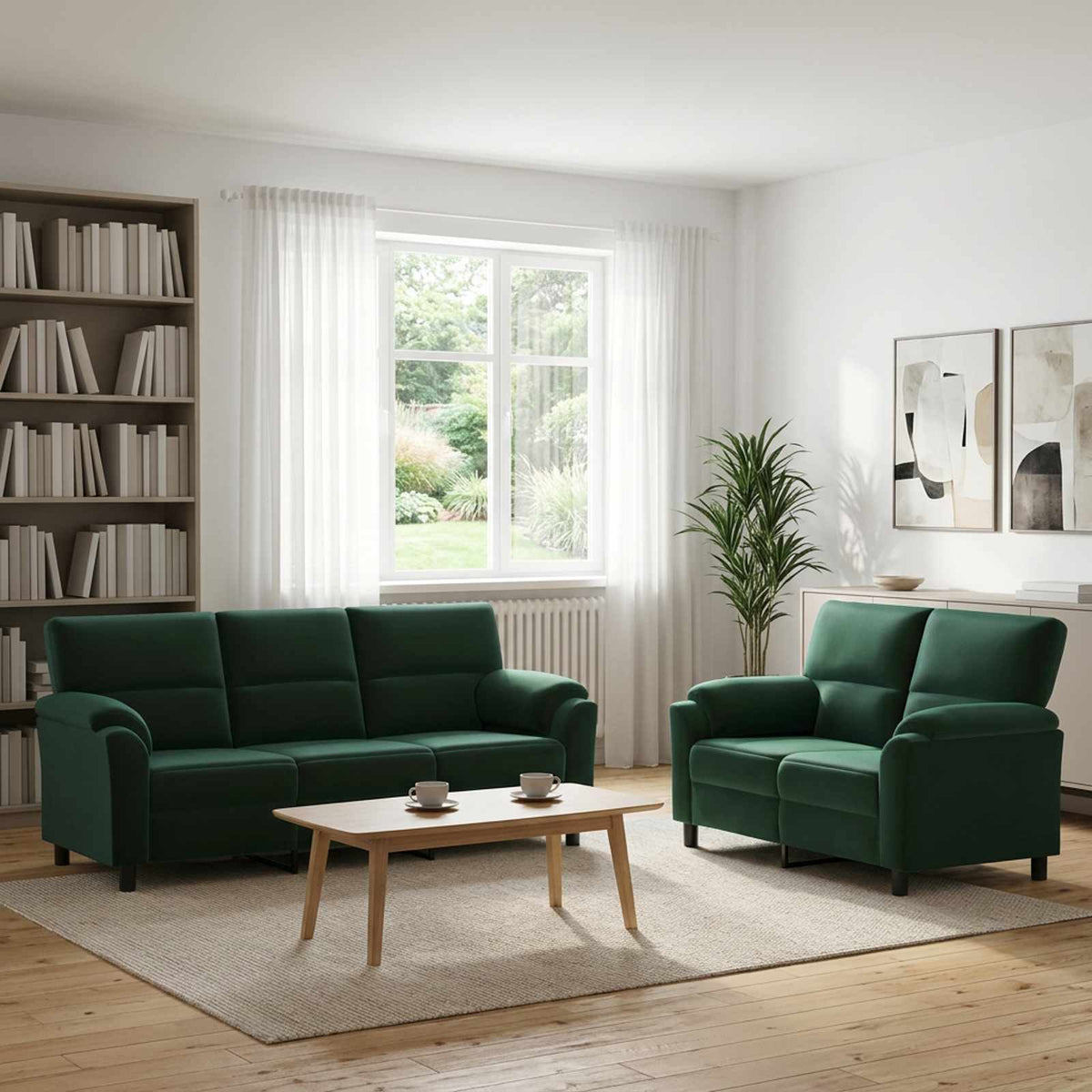 Set sofe 2 pcs Tamnozelena Baršun
