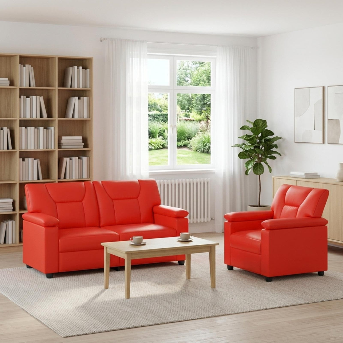 Set sofe 2 pcs Crvena Umjetna koža