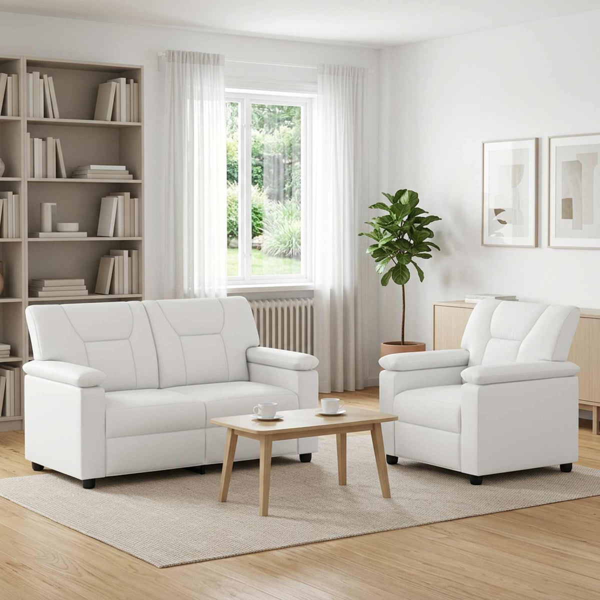 Set sofe 2 pcs Bijela Umjetna koža