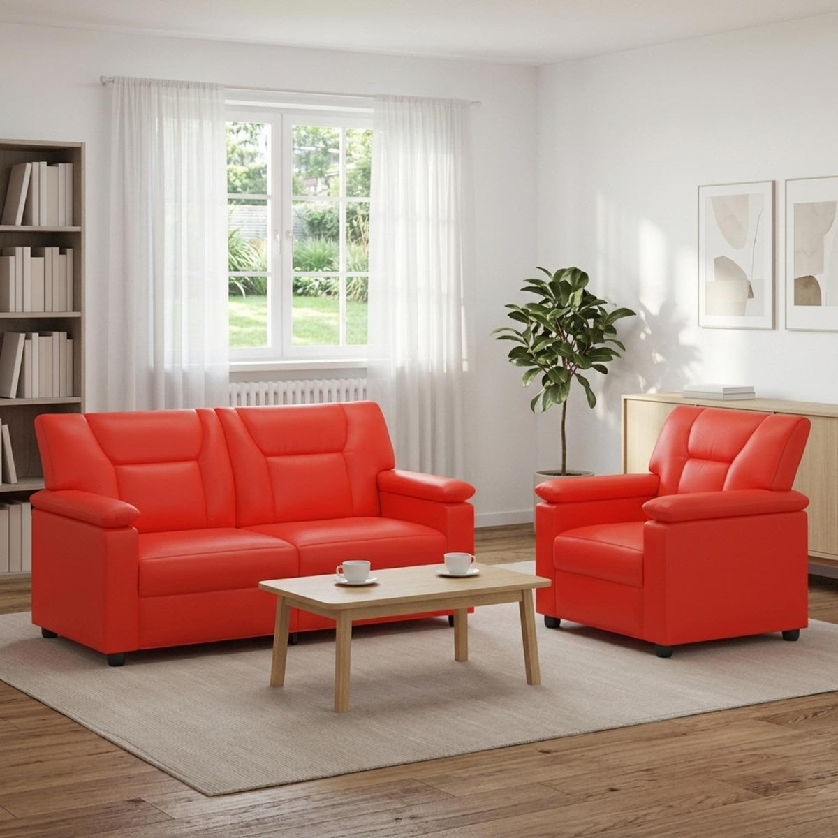Set sofe 2 pcs Crvena Umjetna koža