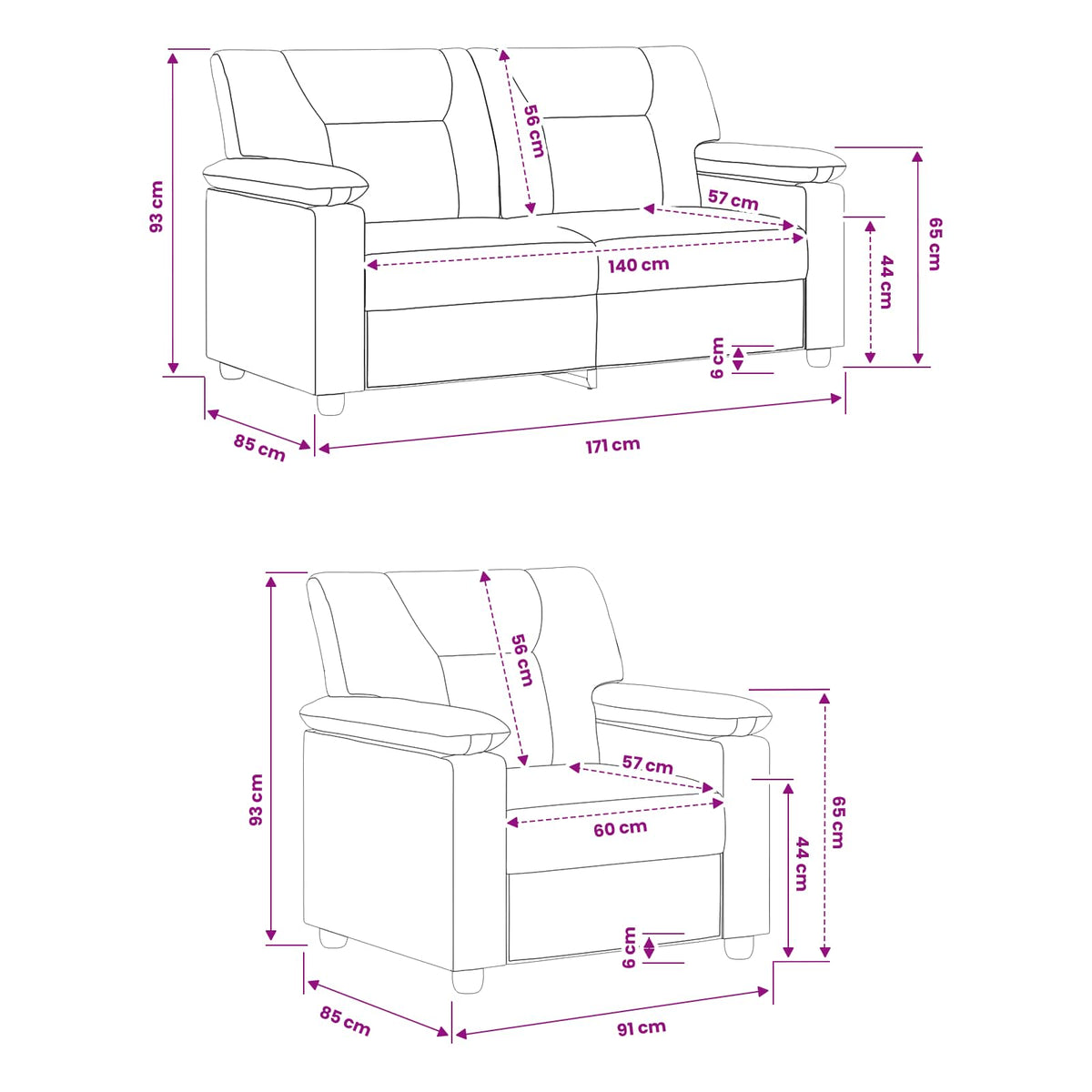 Set sofe 2 pcs Crvena Umjetna koža
