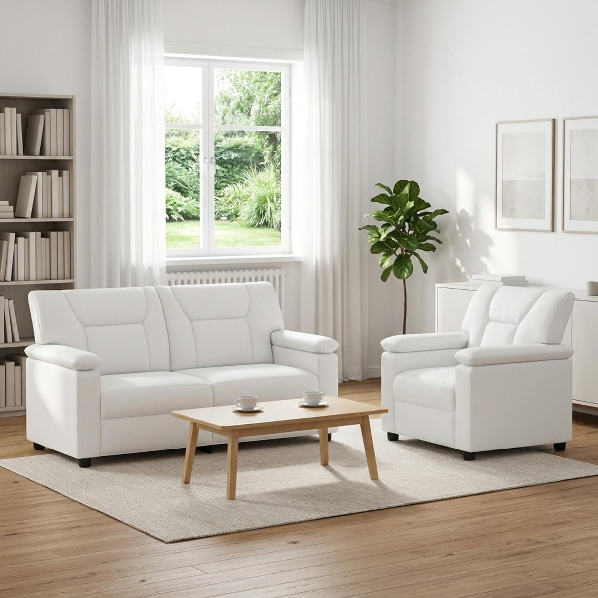 Set sofe 2 pcs Bijela Umjetna koža